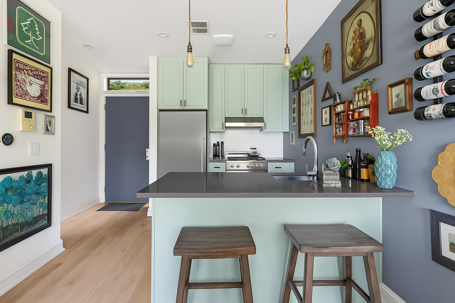 449 Decatur Street, Unit 3A Brooklyn, NY 11233 - Photo 3 of 9 a kitchen with stainless steel appliances granite countertop a sink and a refrigerator