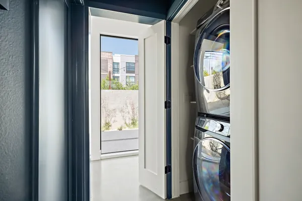 a view of small space with racks on the wall