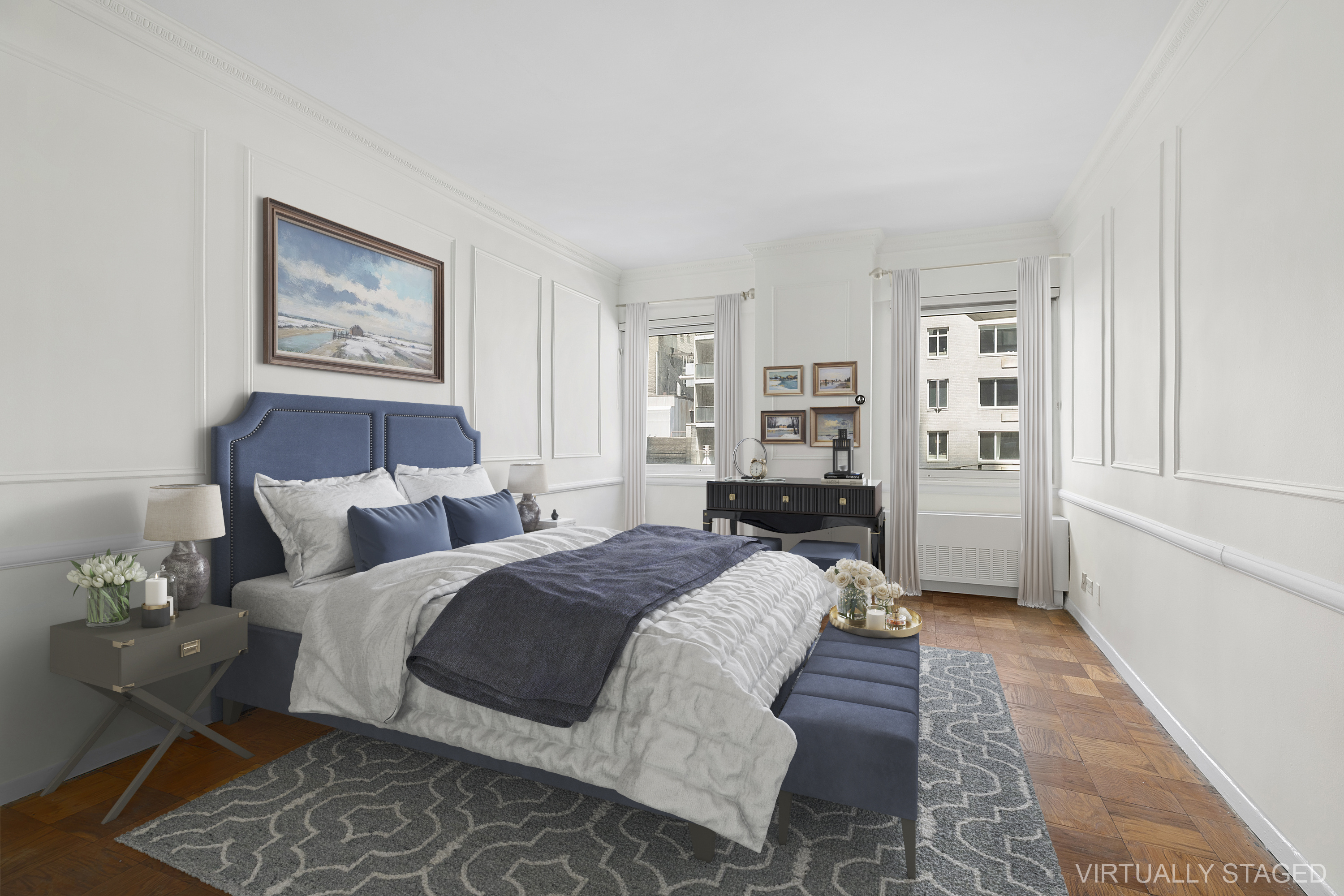 58 West 58th Street, Unit 4C Manhattan, NY 10019 - Photo 4 of 14 a spacious bedroom with a bed and a couch