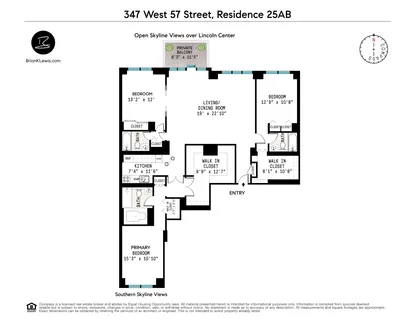 $2,695,000 | 347 West 57th Street, Unit 25AB | Hell's Kitchen