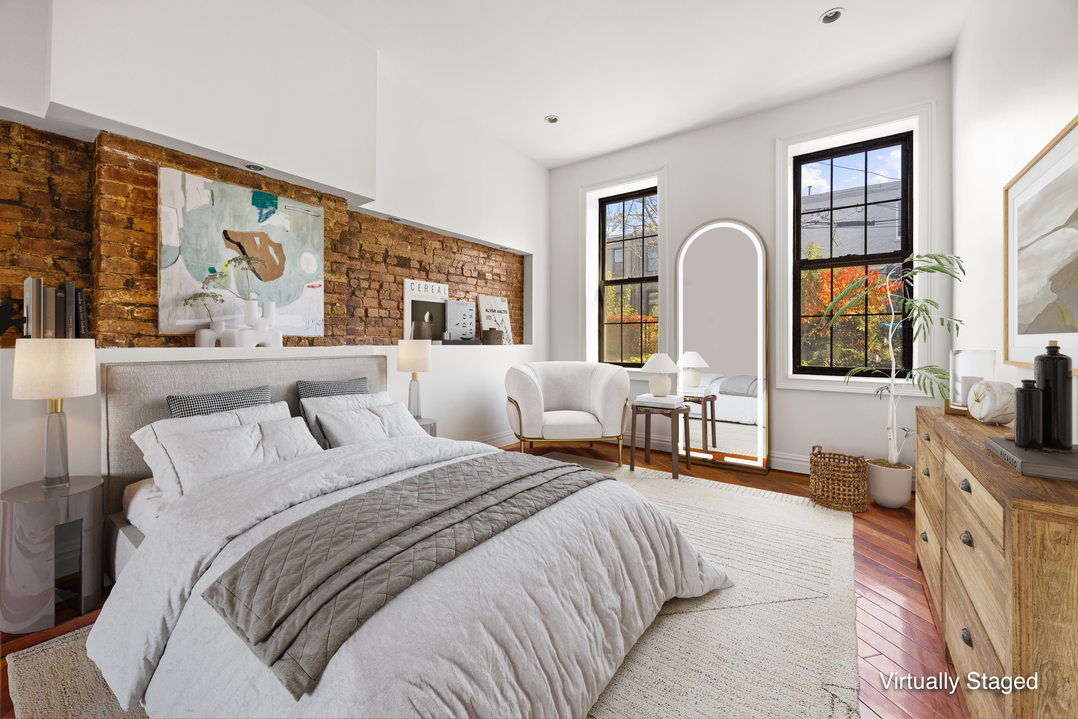 78 Pilling Street Brooklyn, NY 11207 - Photo 4 of 15 a bedroom with a large bed and a flat screen tv