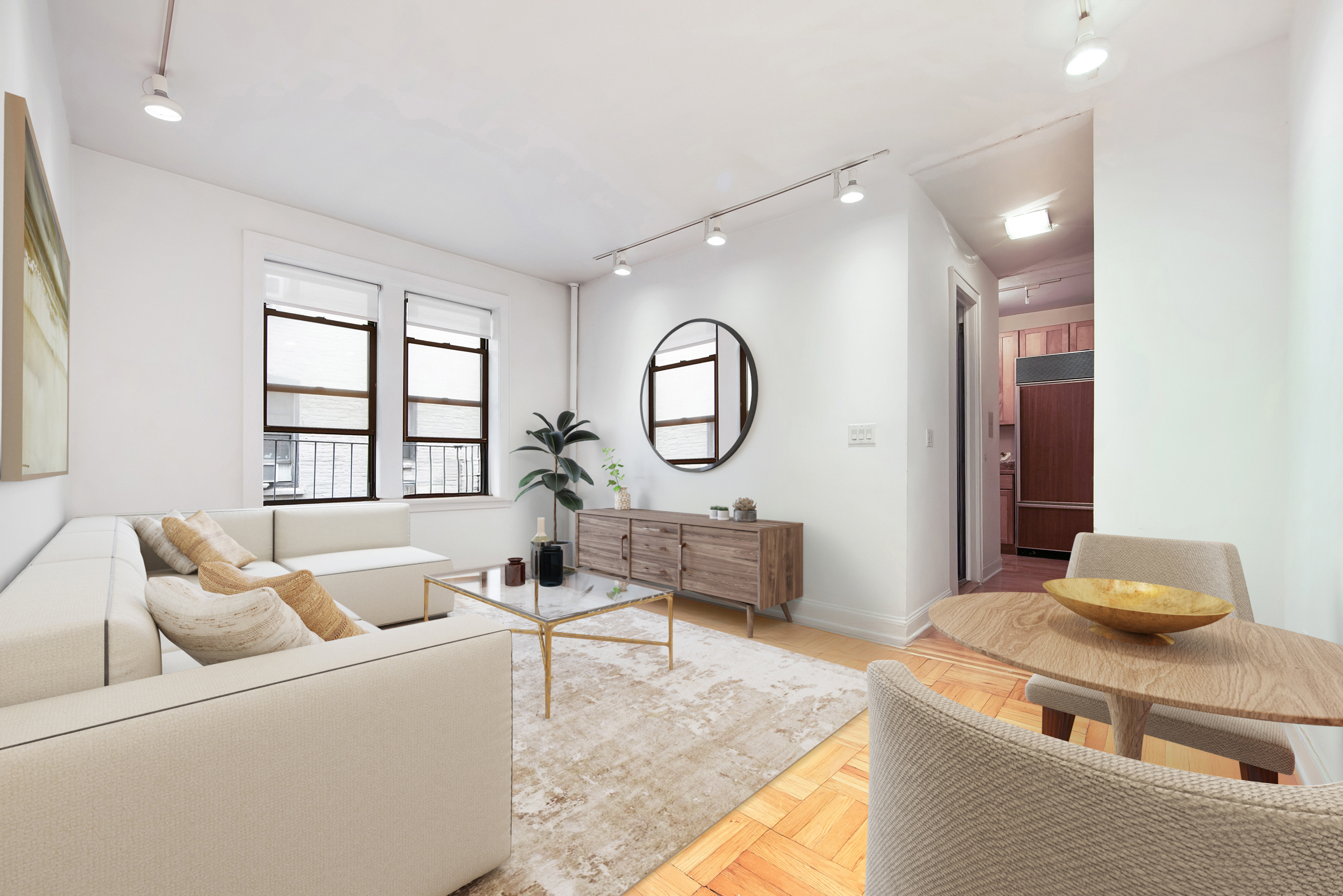 67 Morton Street, Unit 2B Manhattan, NY 10014 - Photo 2 of 12 a living room with furniture and a large window