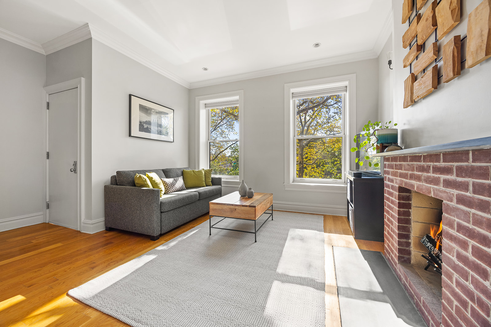 493 18th Street, Unit 2 Brooklyn, NY 11215 - Photo 3 of 13 a living room with furniture and a fireplace
