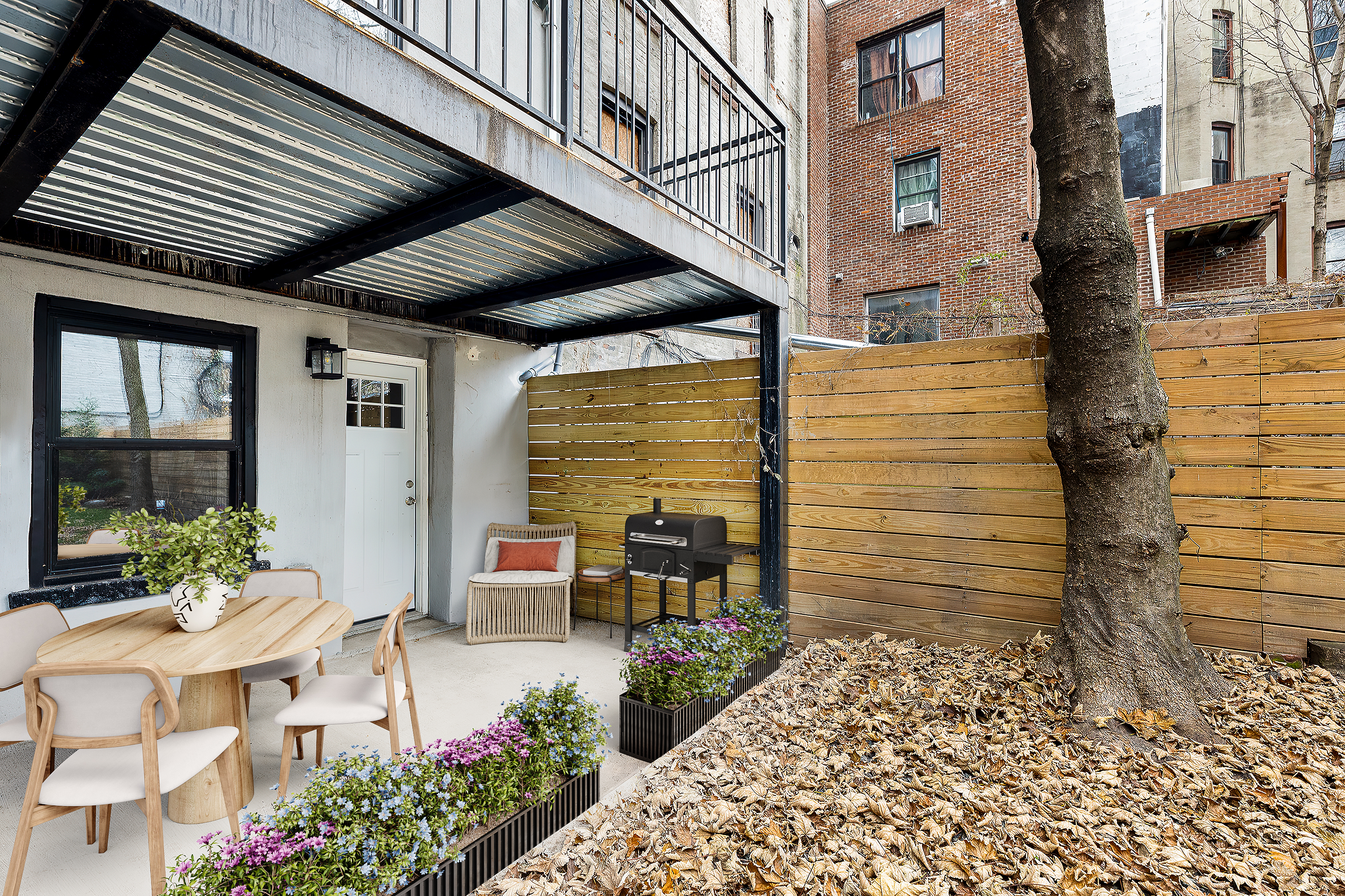 59 Irving Place, Unit 1 Brooklyn, NY 11238 - Photo 5 of 6 a front view of a house with outdoor seating