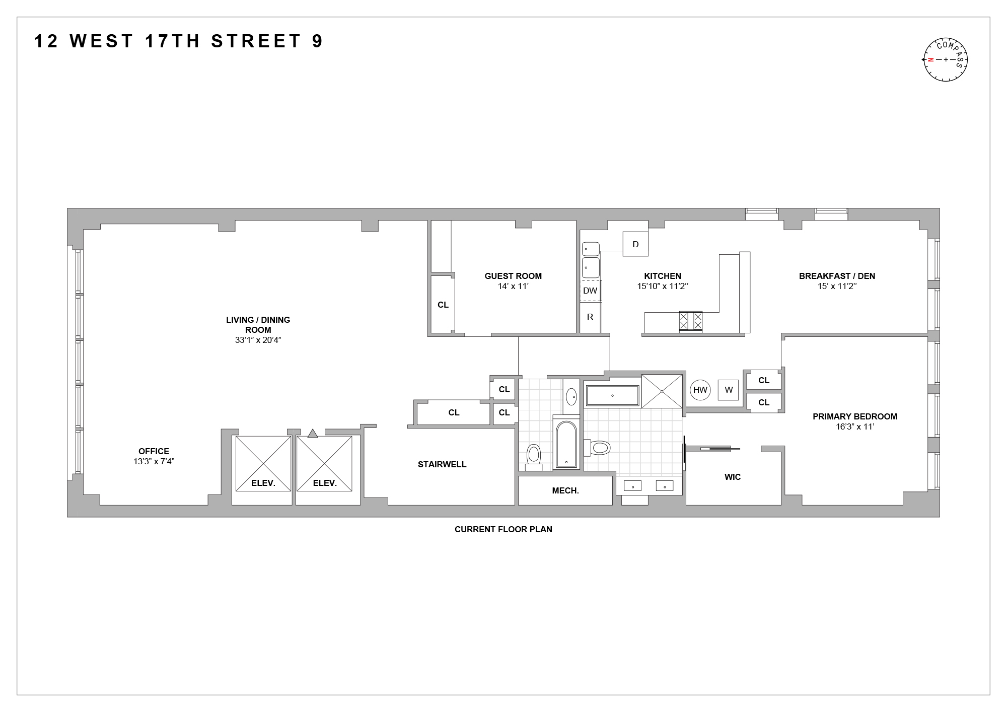 12 West 17th Street, Unit 9 Manhattan, NY 10011 - Photo 9 of 9 a picture of a floor plan