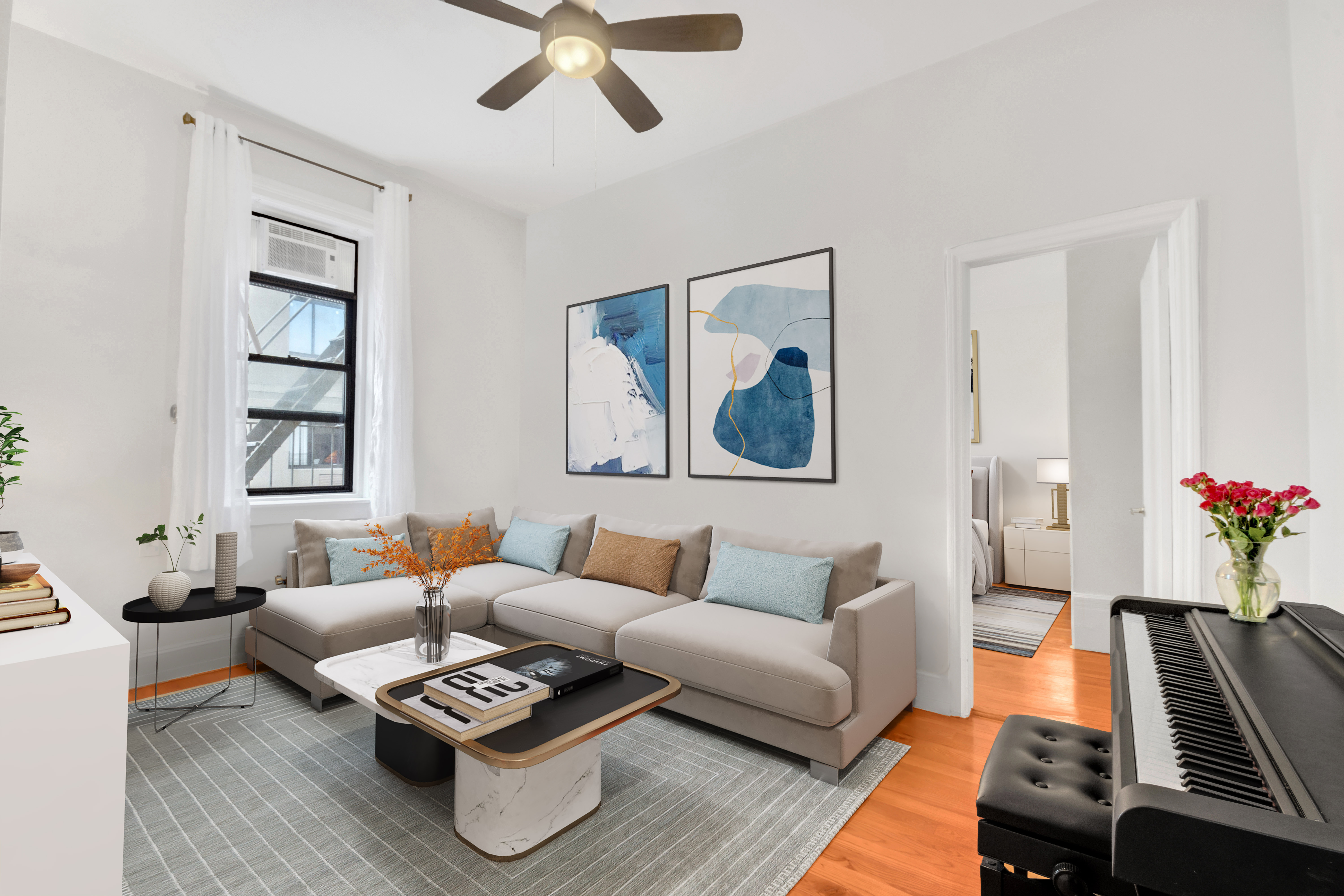 244 Riverside Drive, Unit 6K Manhattan, NY 10025 - Photo 2 of 8 a living room with furniture and a couch