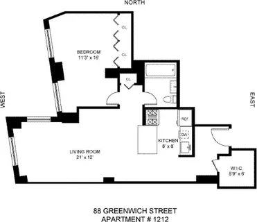 $839,000 | 88 Greenwich Street, Unit 1212 | Financial District