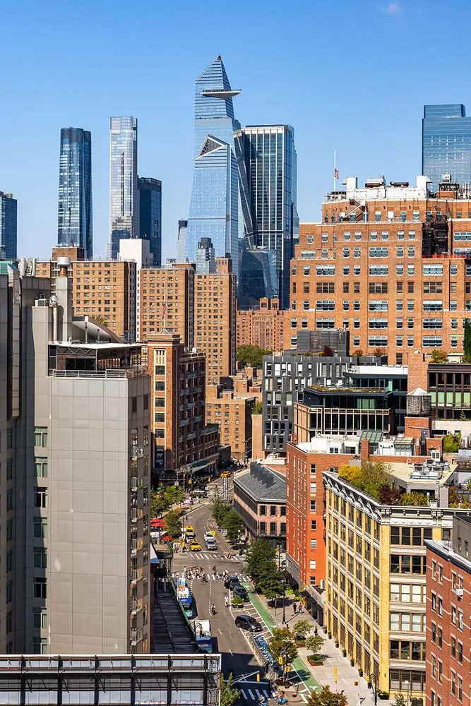 a view of a city with tall buildings