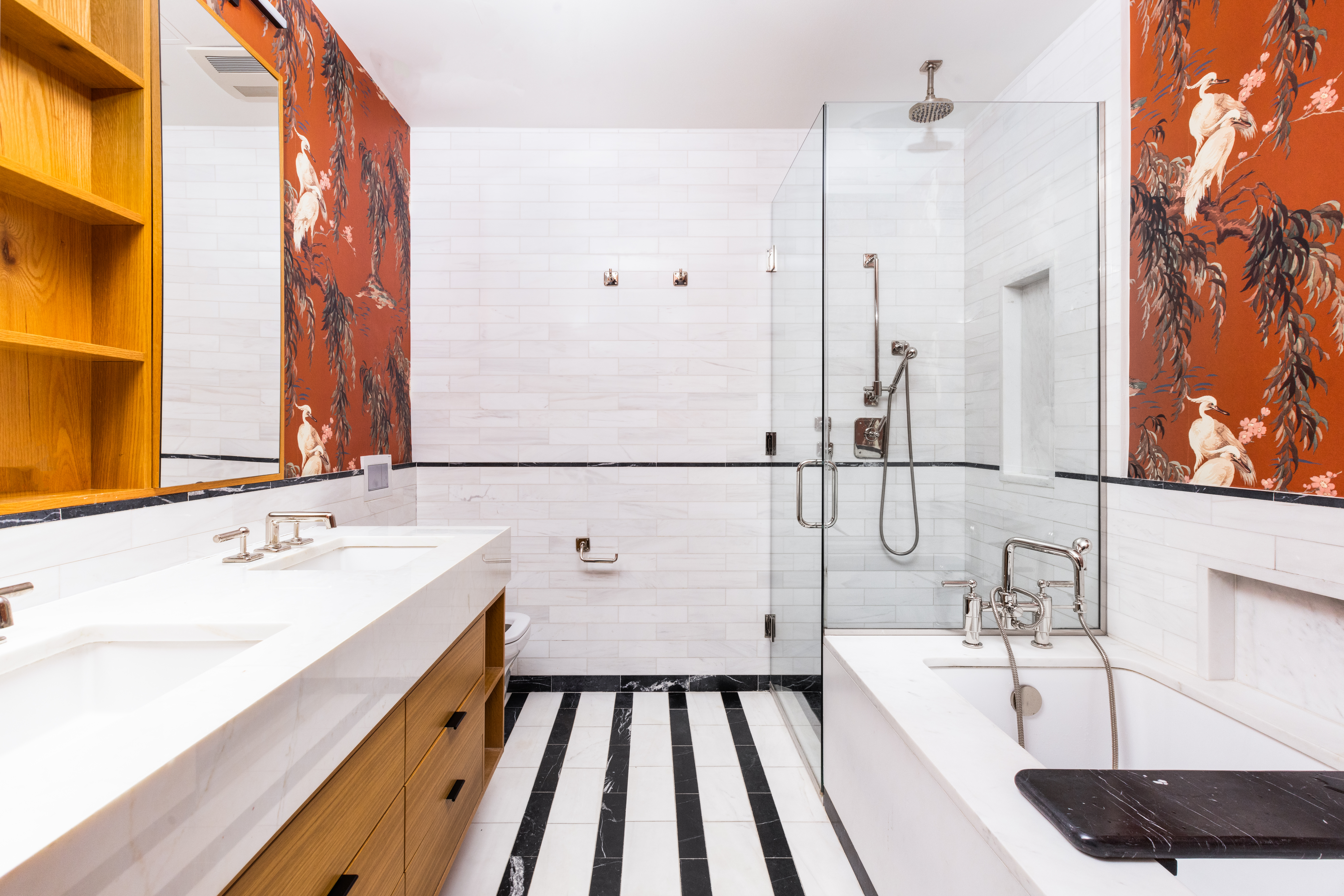 204 Forsyth Street, Unit 3S Manhattan, NY 10002 - Photo 4 of 6 a bathroom with a double vanity sink and a bathtub