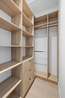 a view of an empty walk in closet