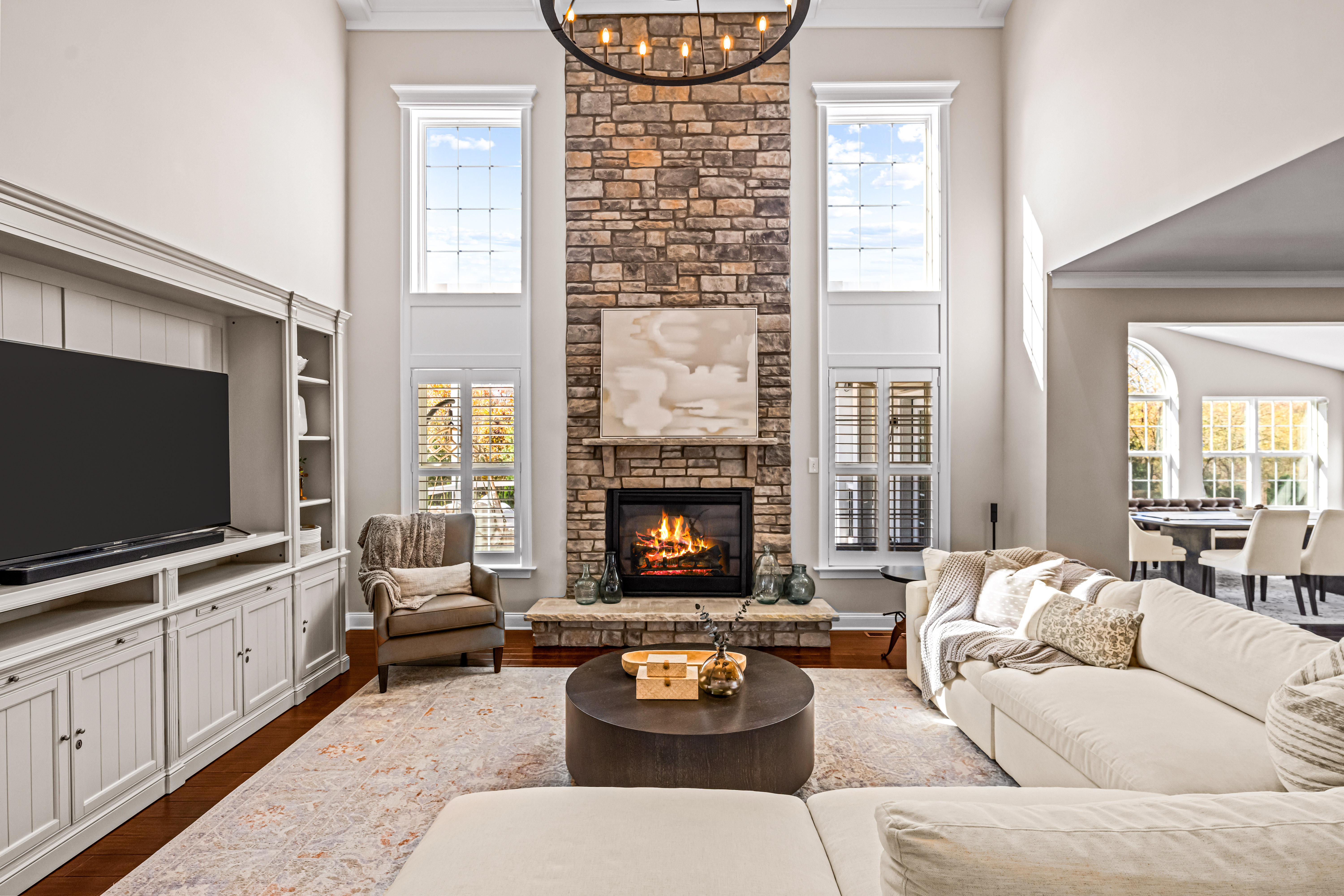 52 Wellesley Way Marlton, NJ 08053 - Photo 35 of 98 a living room with furniture a fireplace and a flat screen tv