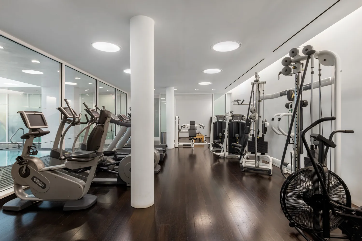 a view of a room with gym equipment
