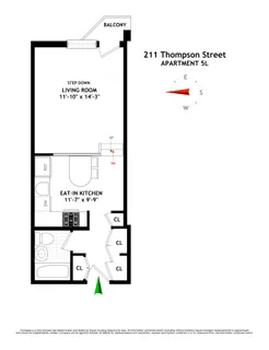 $470,000 | 211 Thompson Street, Unit 5L | Greenwich Village
