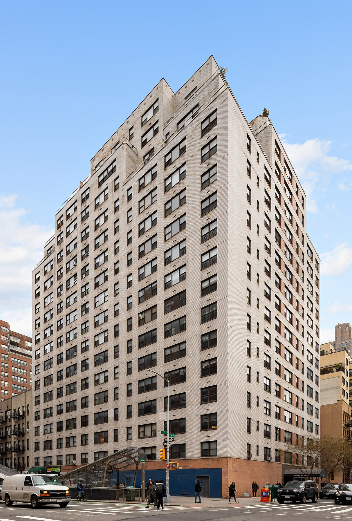 a front view of a building