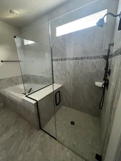a bathroom with a shower