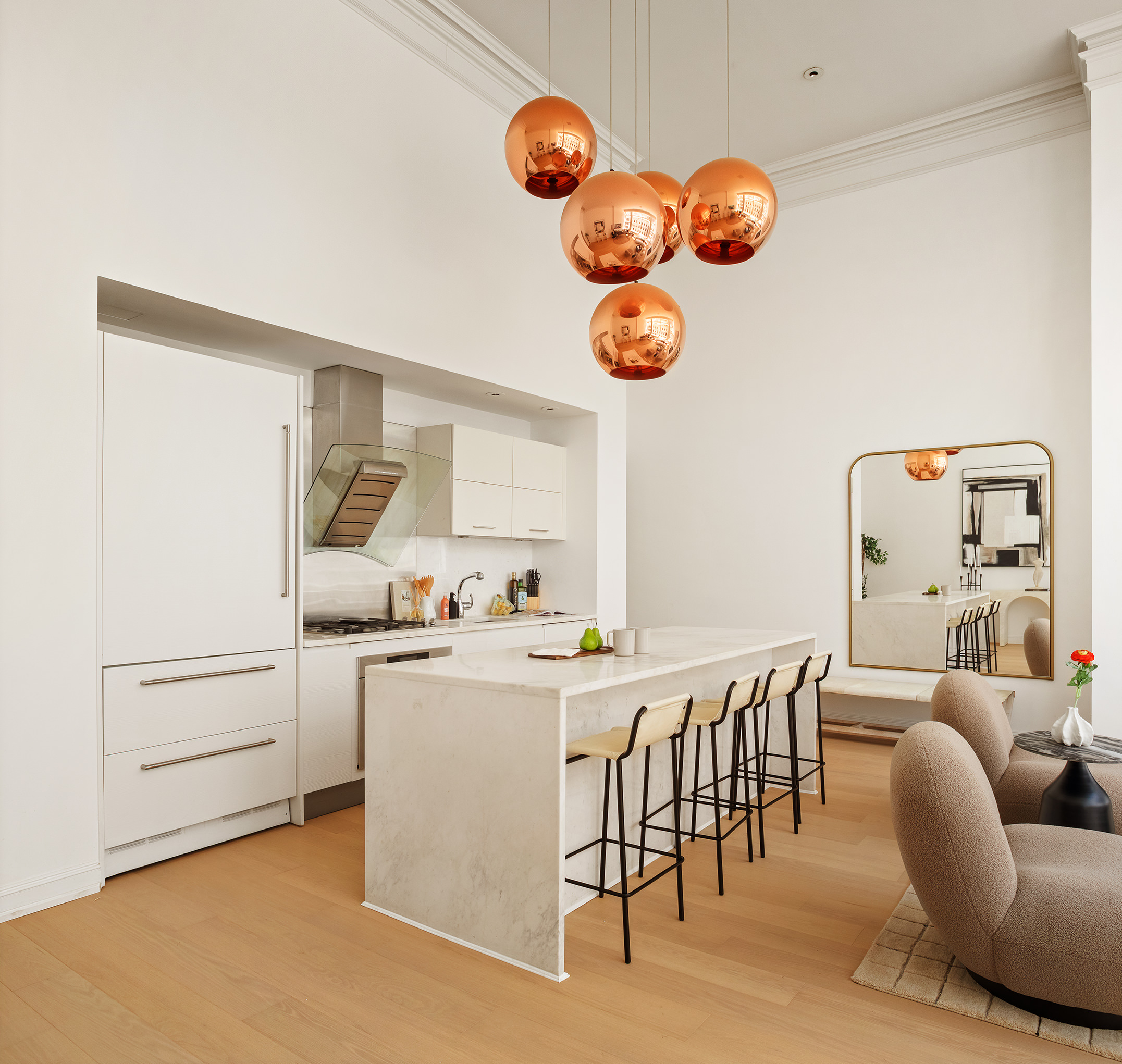 16 Warren Street, Unit 5 Manhattan, NY 10007 - Photo 4 of 18 a living room with furniture and a clock