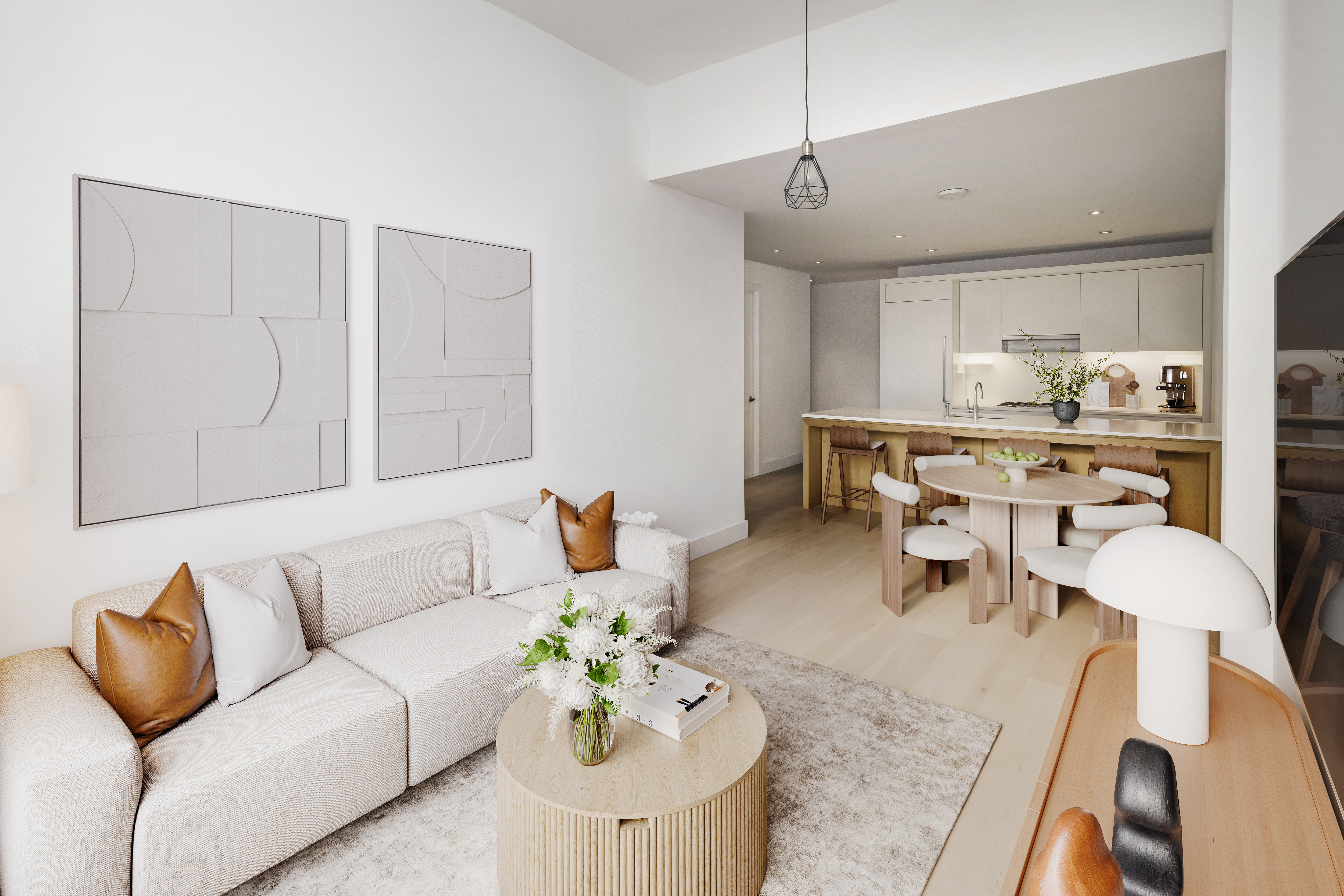 a living room with furniture