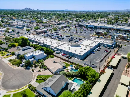 an aerial view of a city
