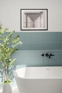 a bathroom with a bathtub