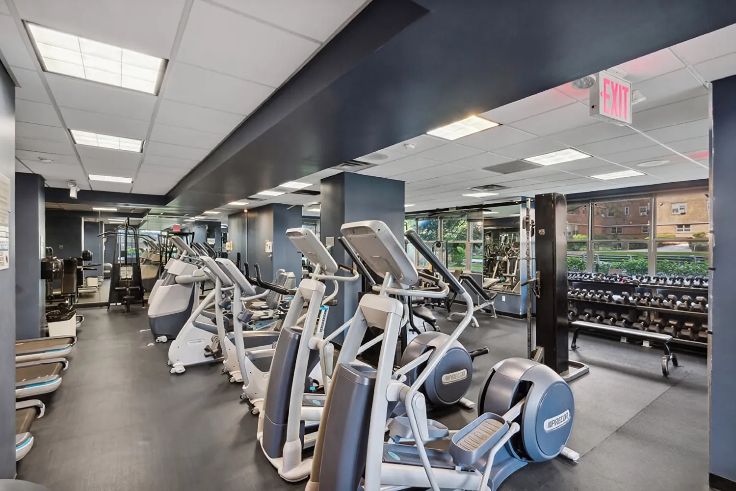 a view of a room with gym equipment