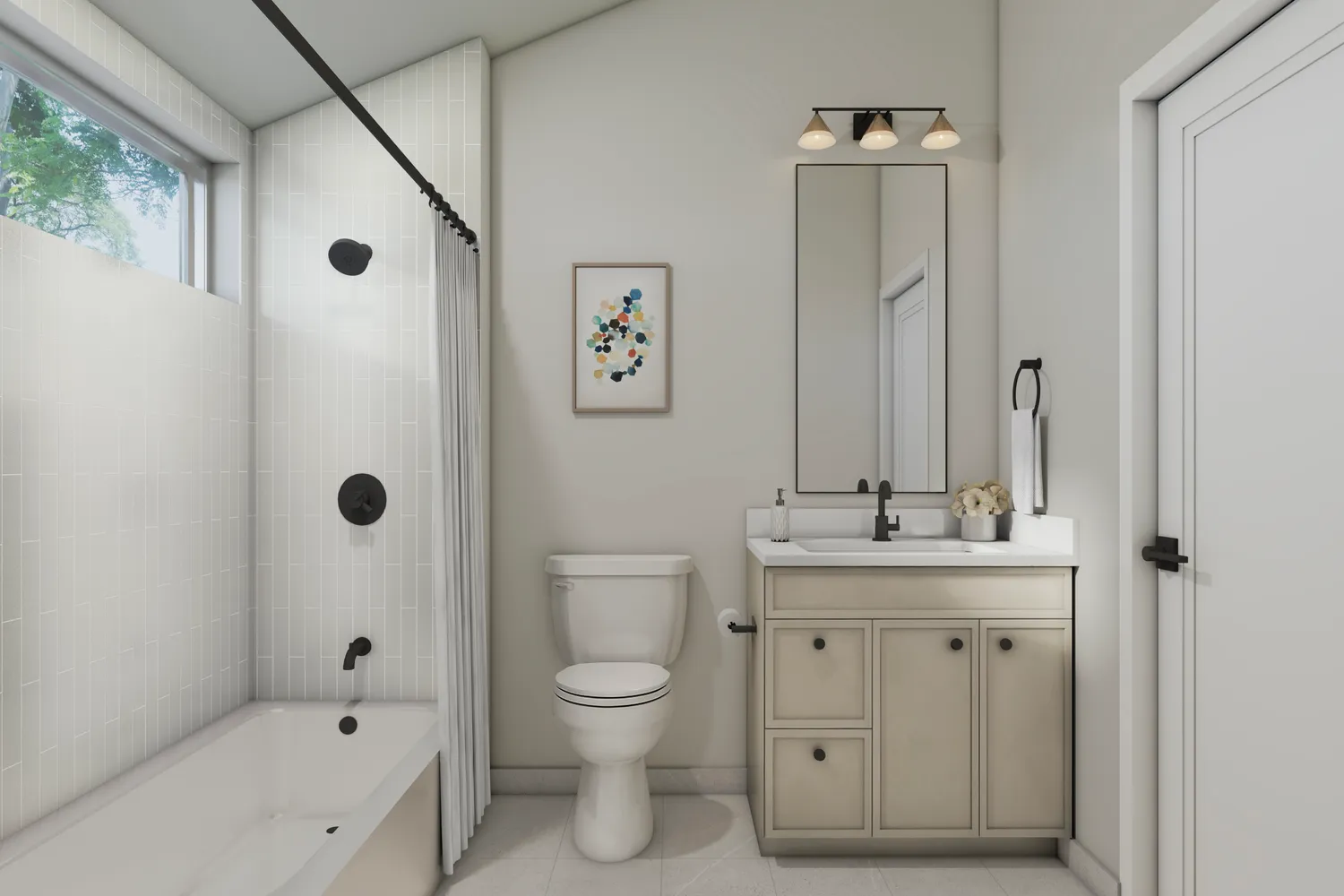 a bathroom with a granite countertop sink a toilet and shower