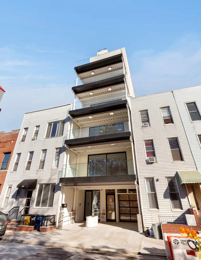 a front view of a building