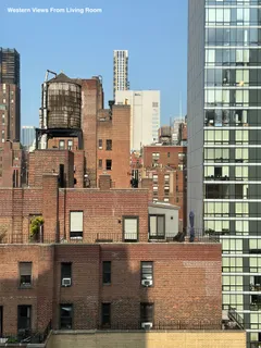 a city view with tall buildings