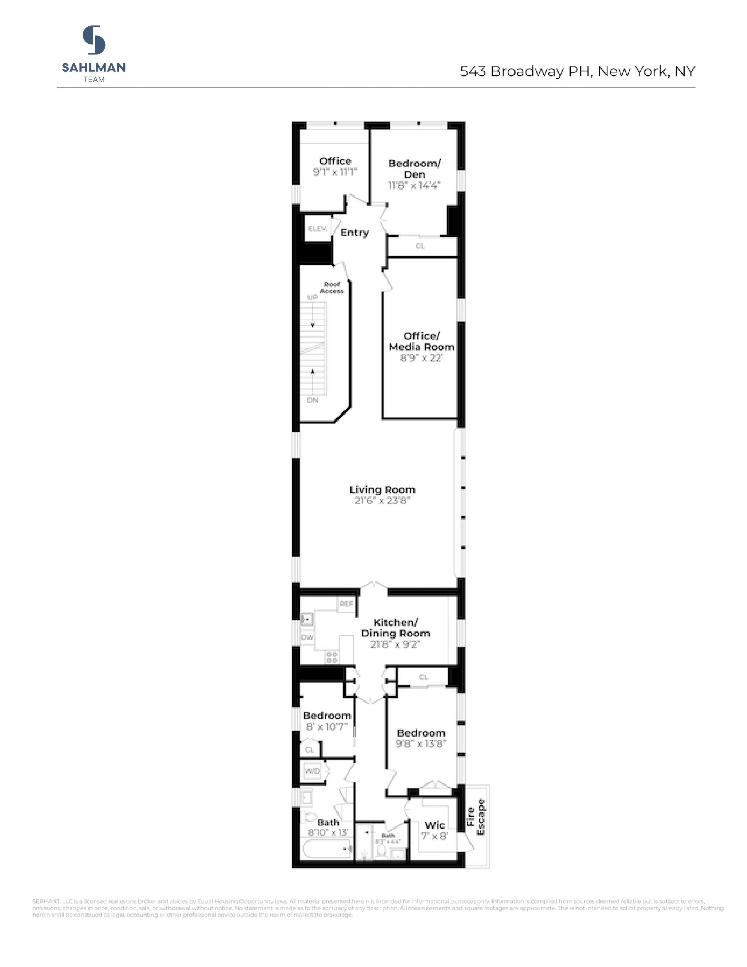 543 Broadway, Unit PH Manhattan, NY 10012 - Photo 13 of 14 a picture of a floor plan