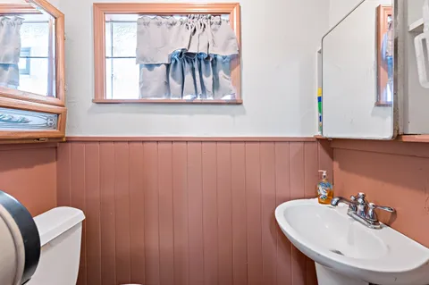 a view of a garage with storage