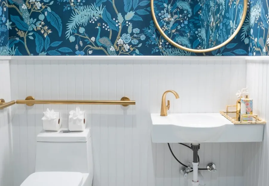 a bathroom with a toilet and a sink