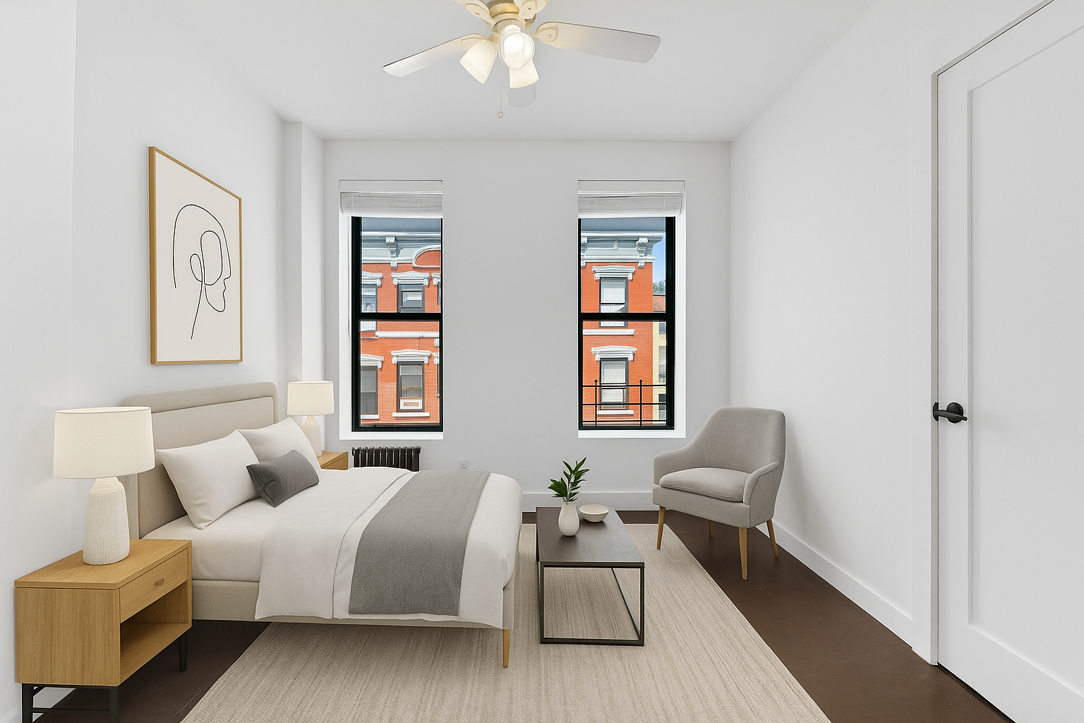 140 Orchard Street, Unit 14 Manhattan, NY 10002 - Photo 2 of 9 a bedroom with a bed and a couch