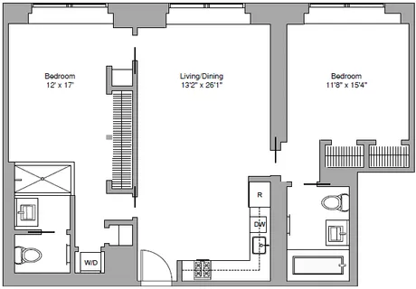 a picture of a bench in front of a door