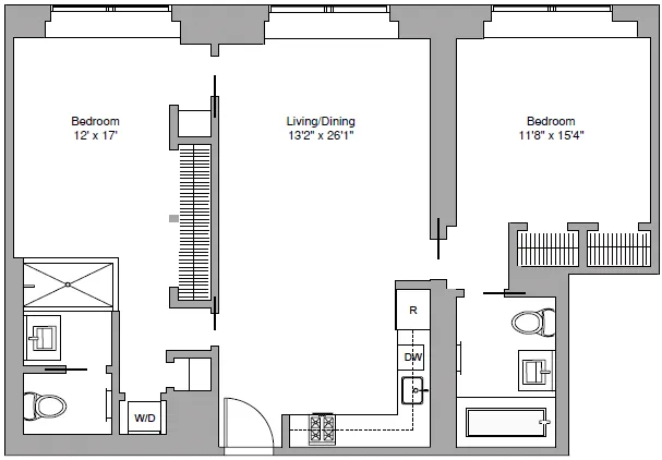 a picture of a bench in front of a door