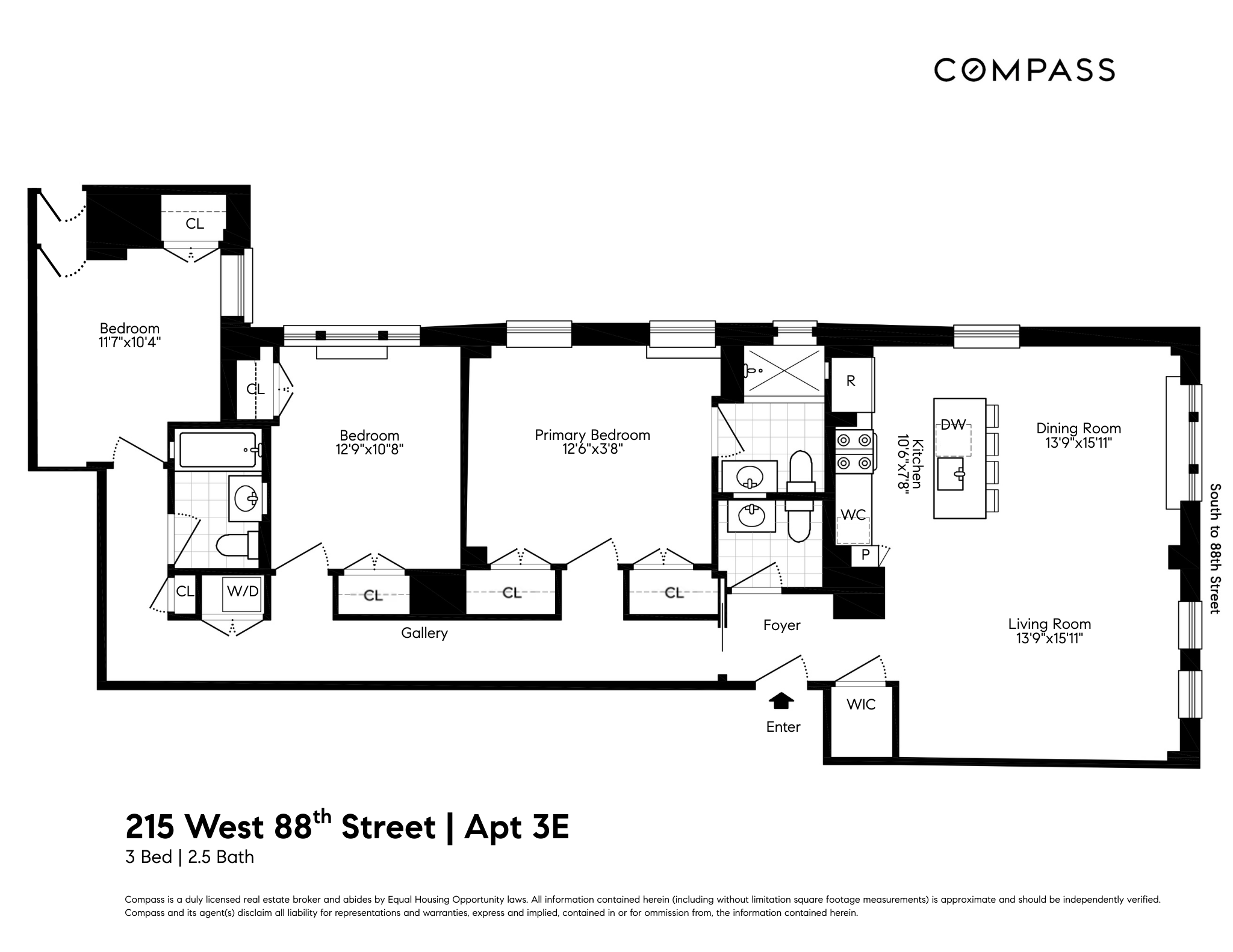 215 West 88th Street, Unit 3E Manhattan, NY 10024 - Photo 16 of 16 a black and white photo of a living room