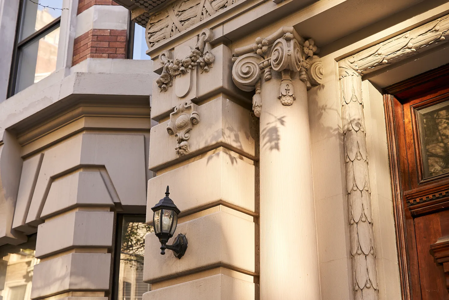 a front view of a building with parking space