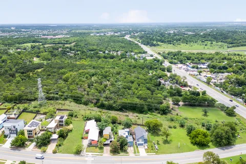 a view of a city with an outdoor space