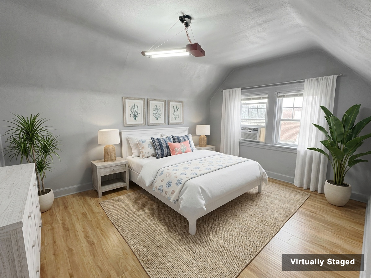 3829 Beach 38th Street Brooklyn, NY 11224 - Photo 18 of 31 a bedroom with a large bed and a chandelier