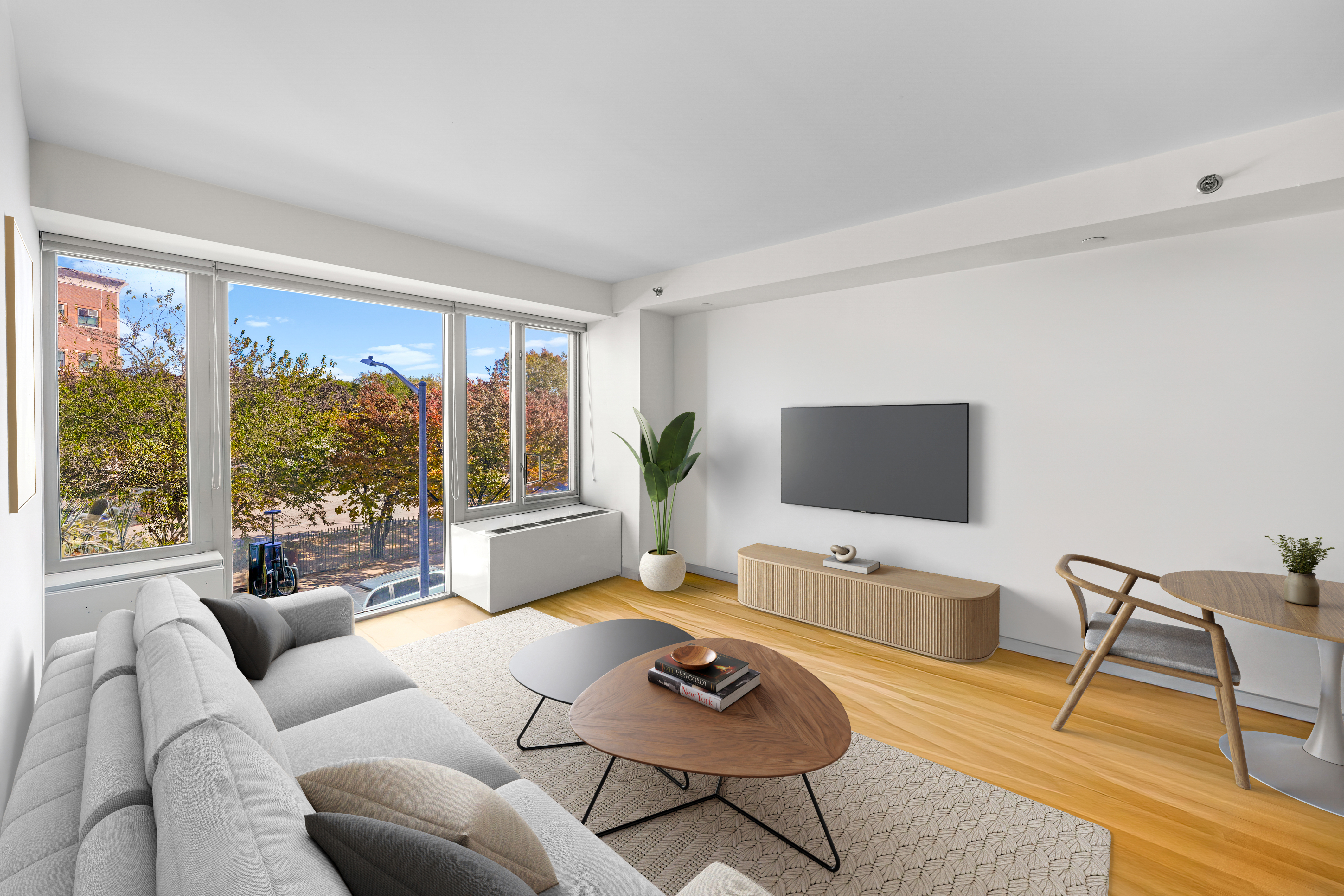 448 West 167th Street, Unit 3E Manhattan, NY 10032 - Photo 5 of 24 a living room with furniture and a flat screen tv