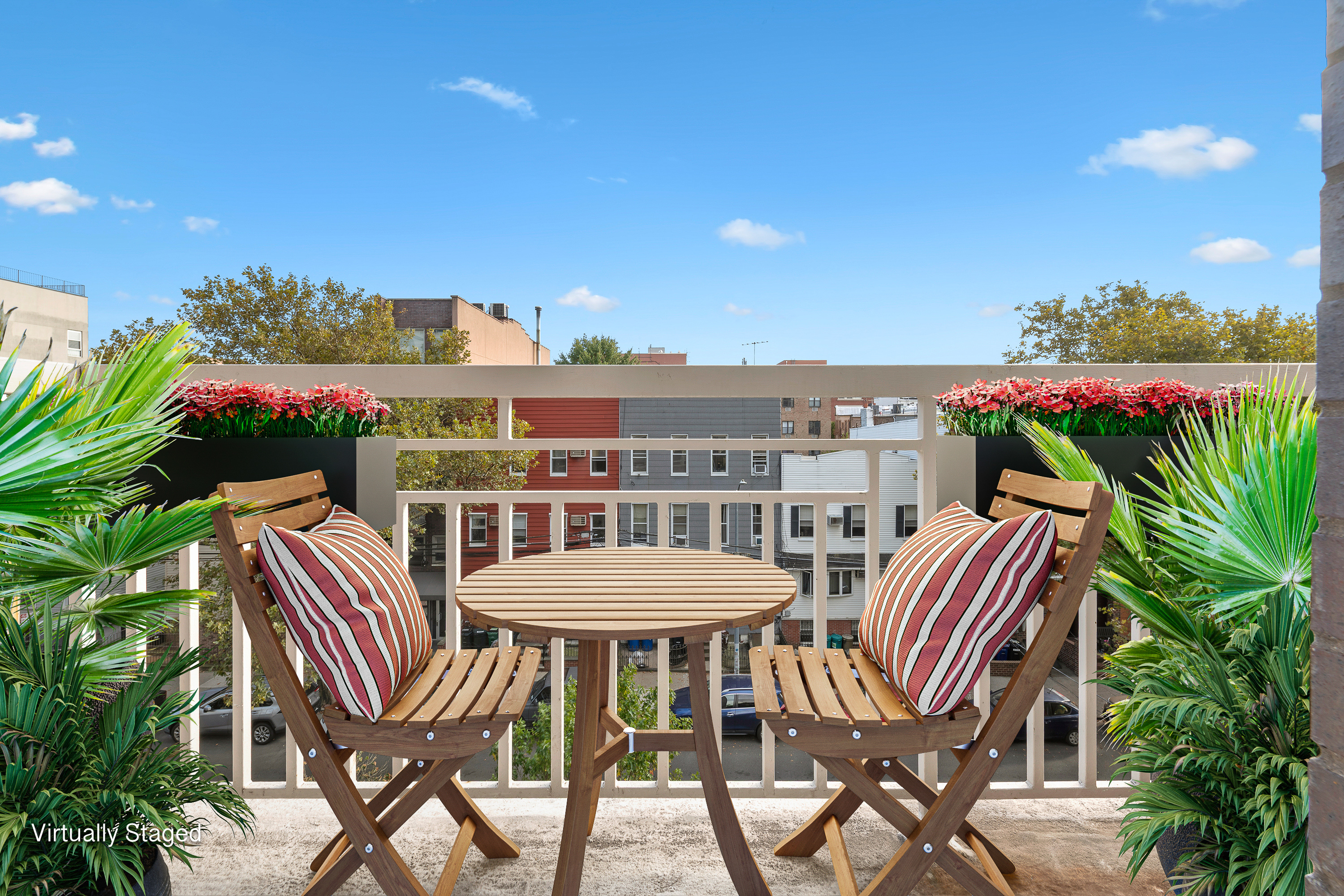 139 Skillman Avenue, Unit 4B Brooklyn, NY 11211 - Photo 11 of 19 a view of a city from a dining room with furniture and a floor to ceiling window