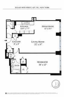 $1,050,000 | 50 East 89th Street, Unit 31C | Upper East Side