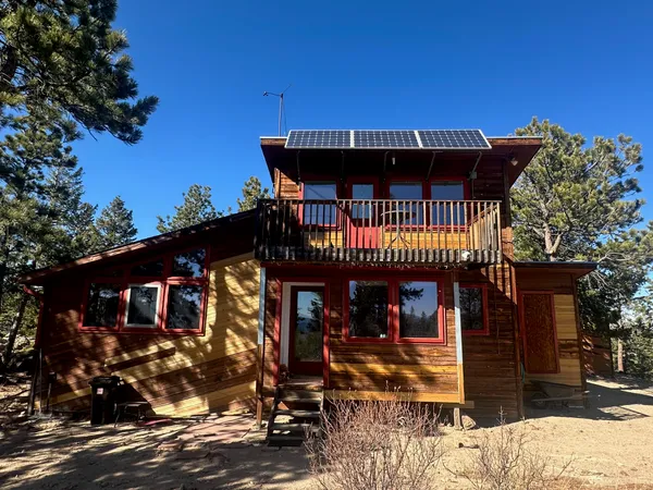 front view of a house with a patio