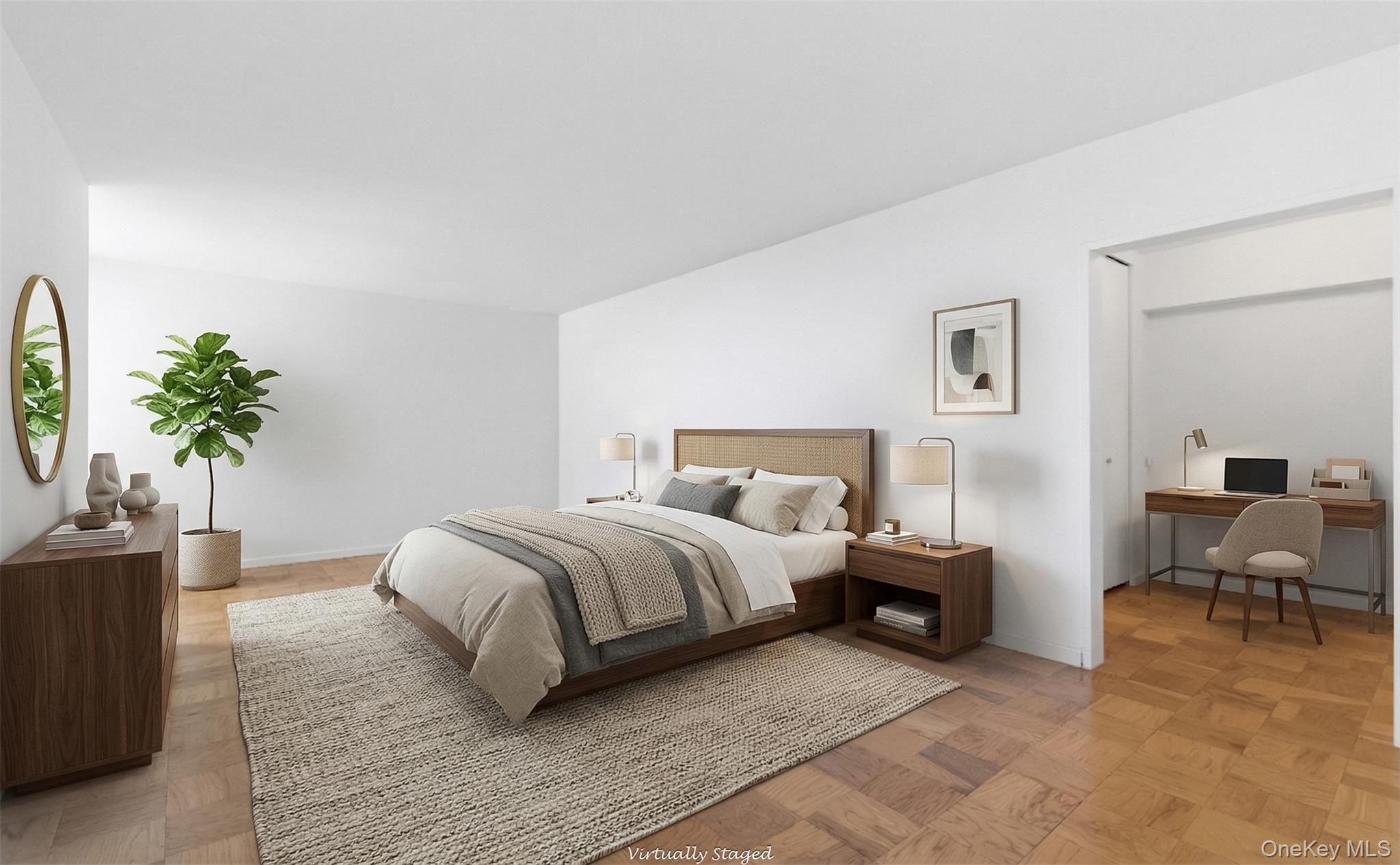 27110 Grand Central Parkway, Unit 26A Queens, NY 11005 - Photo 5 of 30 a spacious bedroom with a bed and a potted plant