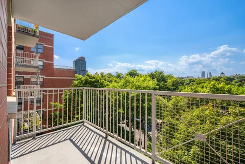 a balcony with street view