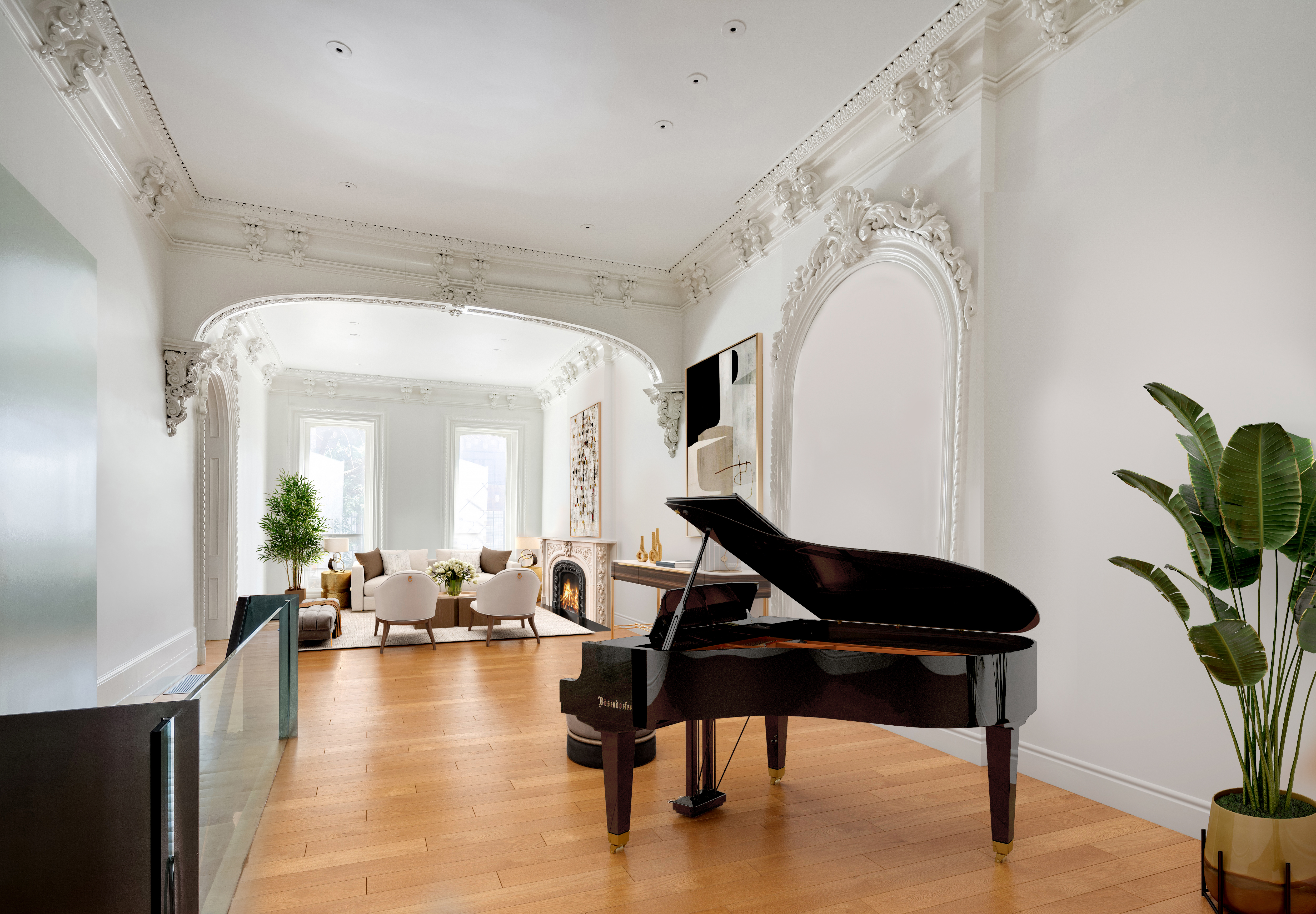 120 East 19th Street Manhattan, NY 10003 - Photo 8 of 33 a living room with furniture and potted plants