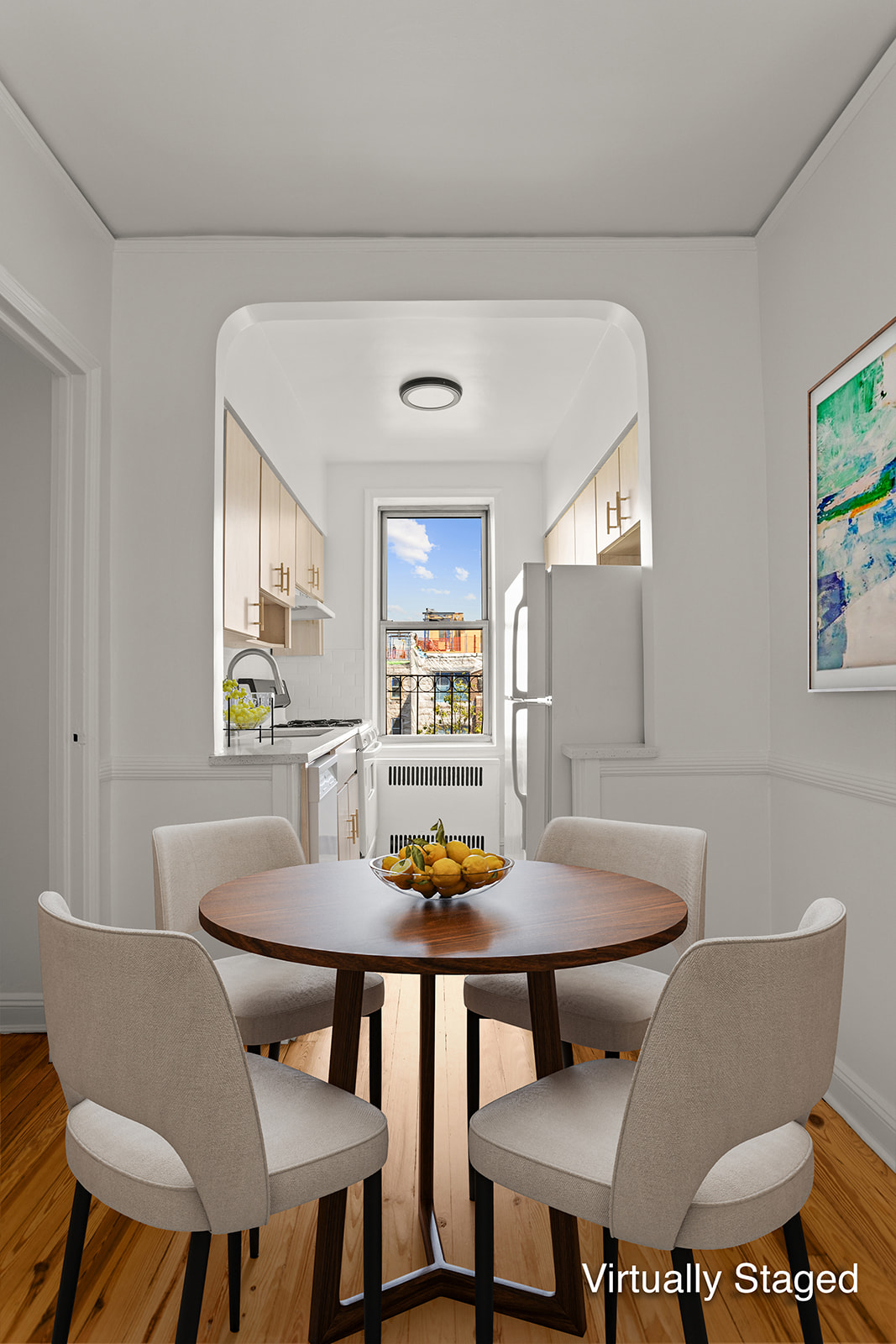 76-12 35th Avenue, Unit 6N Queens, NY 11372 - Photo 6 of 14 a view of a dining room with furniture and wooden floor