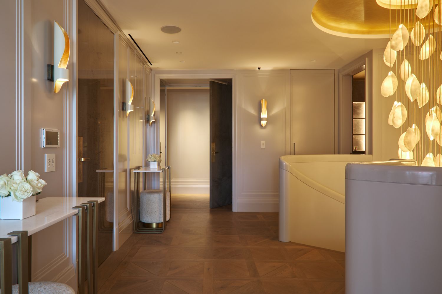 a view of entryway with wooden floor