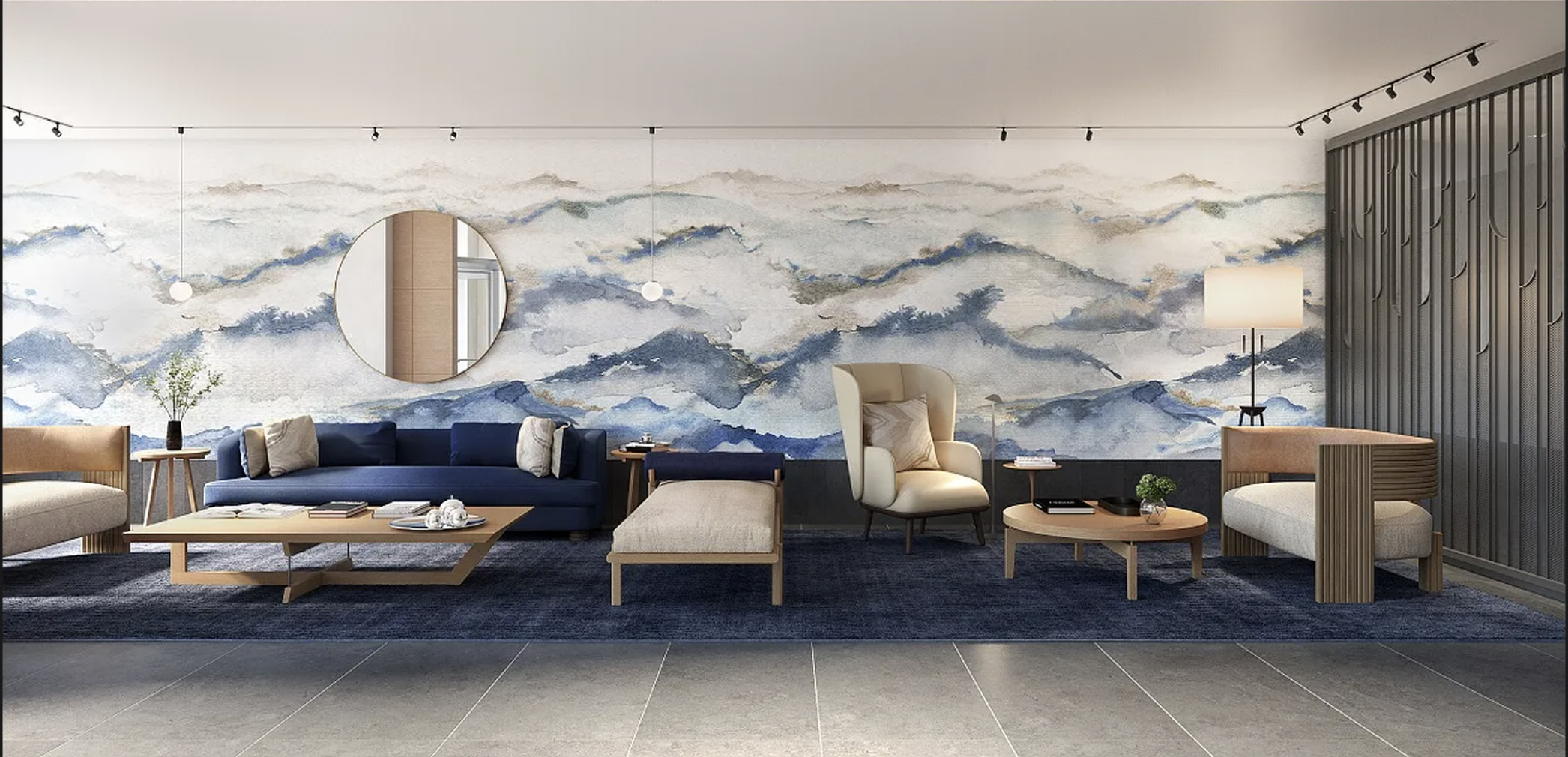 20 River Terrace, Unit 6Q Manhattan, NY 10282 - Photo 7 of 20 a living room with furniture and a fireplace