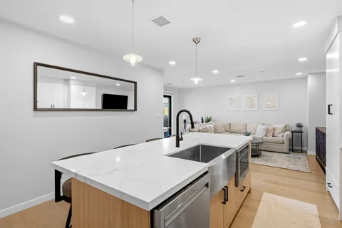 a view of kitchen island sink