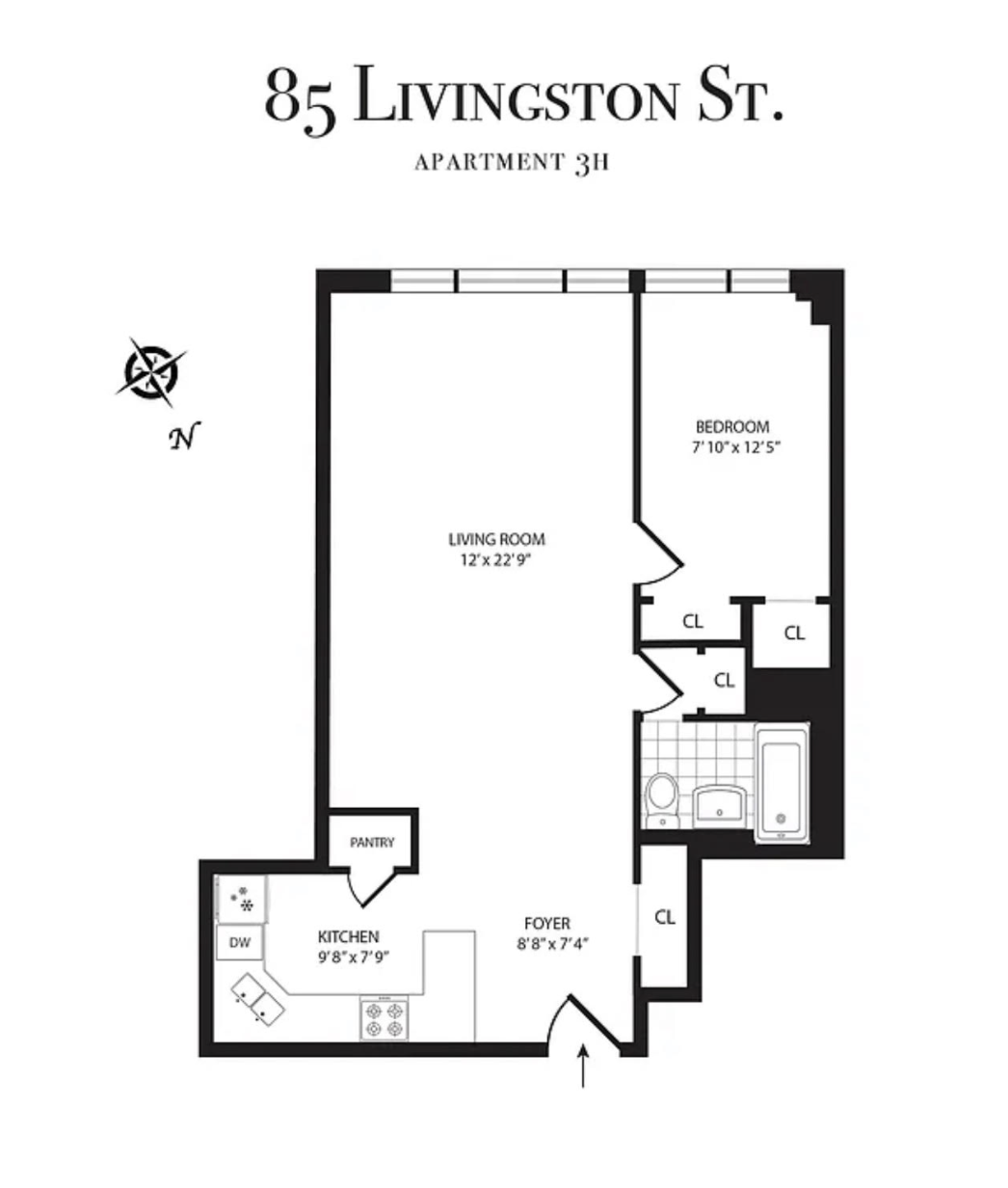 85 Livingston Street, Unit 3H Brooklyn, NY 11201 - Photo 9 of 9 a picture of a floor plan