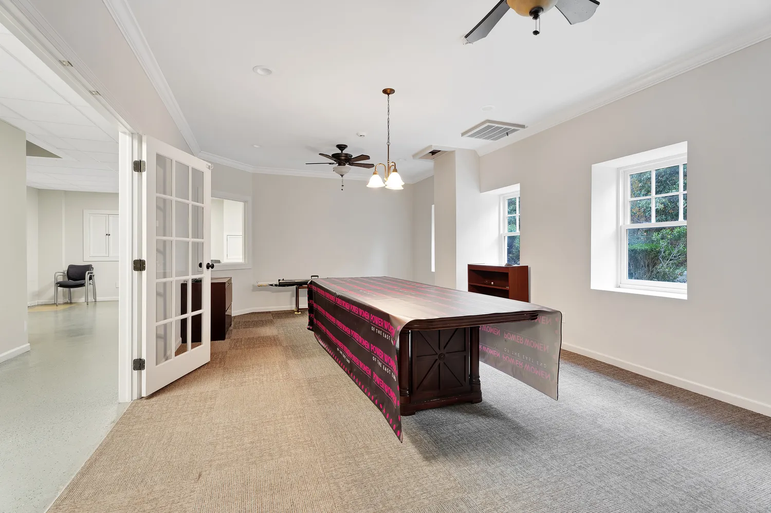 a view of a livingroom with a window